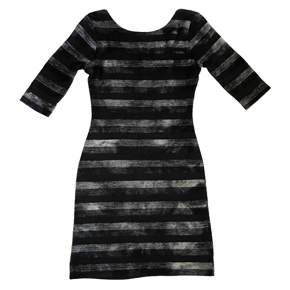 GUC Le Chateau Striped Sweater Dress in Black & Grey Size XXS - Picture 2 of 13